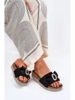 Dámské Sandały Na Platformě S Mašlí A Dekorativní Broží Černé Lenela