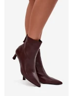 Dámské kozačky z pravé kůže na podpatku D&A CR52-661 bordó