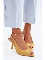 Dámské sandály na podpatku Eko semiš žluté Sevina