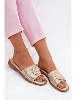 Dámské žabky s ozdobným detailem Ploché podpatky KV61-6034 Zlaté