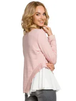 M333 Asymetrická vrstvená halenka - pudrová