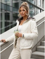 Dámská přechodná prošívaná bunda s kapucí ecru FashionStreet TY5617