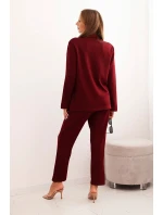 Dámský komplet s viskózou s ozdobami a elastickými kalhotami bordový