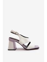 Dámské sandály na podpatku bílé D&A MR38-153