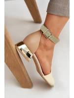 Kožené sandály na zlatém podpatku béžové Laura Messi 2143