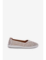 Semišové perforované dámské polobotky zlatobéžové Chulieta