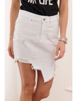 Bílá asymetrická džínová sukně