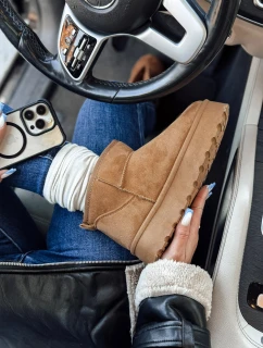 Dámské sněhule na platformě camel BRINETTO FashionStreet ZY0549