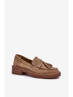 Dámské Semišové Mokasíny S Trojúhelníkovým Lemem D&A Hnědé