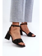 Dámské sandály na vysokém podpatku vyrobené z Eco Suede Black Upttima