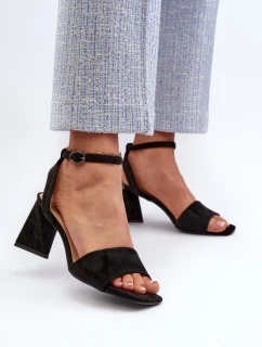 Dámské sandály na vysokém podpatku vyrobené z Eco Suede Black Upttima