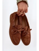Dámské polobotky mokasíny se šněrováním Calivra – camel
