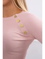 Halenka s ozdobnými knoflíky tmavě pudrově růžová