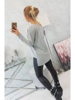 Halenka s potiskem a delšími zády šedá Halenka s potiskem a delšími zády šedá