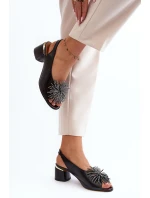 Kůže Sandály Na Trojúhelníkovém Podpatku Laura Messi 2595 Hnědé