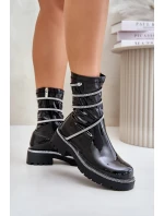 Lakované Kotníkové Boty Se Zdobením Černé Kikizelle