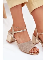 Dámské Sandály Na Sloupkovém Podpatku Zlaté Sarena