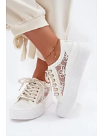 Dámské tenisky s krajkou na platformě Lee Cooper LCW-26-44-4480 Bílé Dámské tenisky s krajkou na platformě Lee Cooper LCW-26-44-4480 Bílé