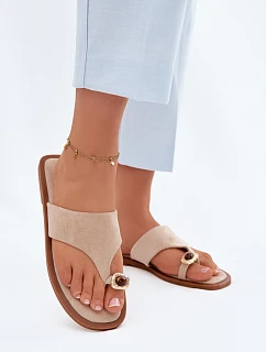 Dámské ploché žabky s ozdobným detailem Béžové Fedira