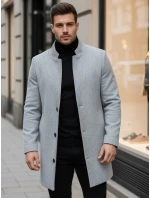 Pánský jednořadový kabát šedý FashionStreet CX0428 Pánský jednořadový kabát šedý FashionStreet CX0428