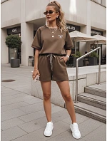Dámská letní souprava s motýlem z měkké viskózy hnědé barvy FashionStreet AY1188