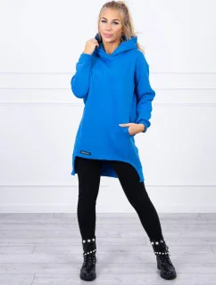 Zateplená halenka s delšími zády chrpově modrá