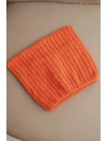 Dámská zimní čepice s vlnou v kočičím střihu z žebrované pleteniny K419 oranžová