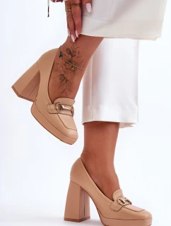 Módní kožené lodičky Nude Rouse
