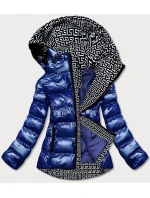 Světle modrá dámská metalická bunda s kapucí (xw808x)