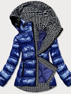 Světle modrá dámská metalická bunda s kapucí (xw808x)