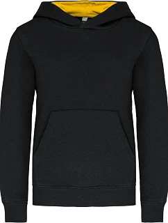 Kariban K 453 Dětská kontrastní mikina s kapucí 20.K453 black/yellow