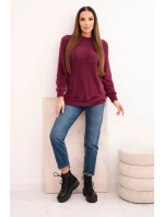 Dámský svetr s měkkou strukturou a dlouhým rukávem švestkový