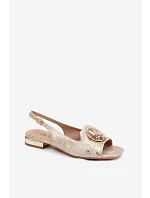 Dámské sandály Ploché S ozdobou S.Barski KV61-6024 Zlaté