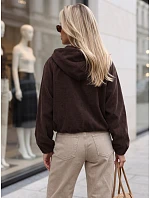 Dámská oversizeová kordová bunda s kapucí, čokoládová, FashionStreet TY6061 Dámská oversizeová kordová bunda s kapucí, čokoládová, FashionStreet TY6061