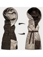 Čokoládovo-béžová oboustranná péřová vesta Minority (P3-6016-103+62)