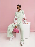 Ležérní souprava s buffovými rukávy a širokými nohavicemi (557)