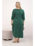 Dámská bavlněná sukni Plus Size s volány a ohrnutým rukávem zelená Dámská bavlněná sukni Plus Size s volány a ohrnutým rukávem zelená