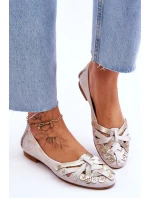 Dámské Kožené Baleríny Maciejka 01358-22 Béžová a zlatá
