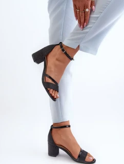 Třpytivé dámské sandály na nízkém podpatku černé Ploemis