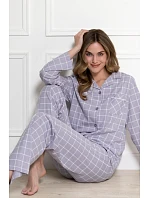 Pyžamo Laveza 1782 Lila, dlouhé rukávy, velikosti M–2XL, rozepínací