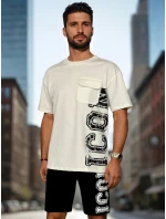 Pánská bílá souprava s potiskem FashionStreet AX0800