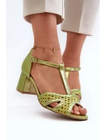 Dámské kožené sandály na podpatku Maciejka 06551-09 limetkové