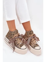 Dámské trampky se stuhou a zipem na platformě Mavara - panterka