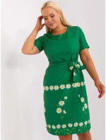 Dámské šaty plus size LK SK 505731.84 Zelená s potiskem - FPrice Dámské šaty plus size LK SK 505731.84 Zelená s potiskem - FPrice