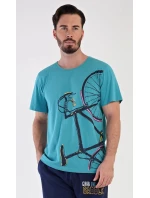 Pánské pyžamo bermudy Dominik mentolové - Vienetta