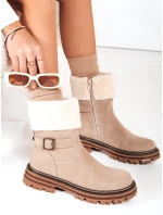 Dámské zateplené boty béžové FashionStreet ZY1228