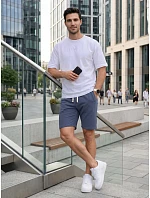Pánské teplákové kraťasy se šňůrkou, modré, FashionStreet SX2623 Pánské teplákové kraťasy se šňůrkou, modré, FashionStreet SX2623