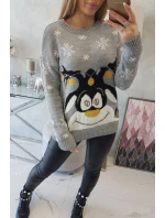 Vánoční svetr se sobem šedý Vánoční svetr se sobem šedý