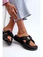Dámské kožené sandály na platformě černé GOE NN2N4110