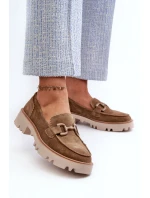 Dámské semišové mokasíny s ozdobou D&A TW117 hnědé